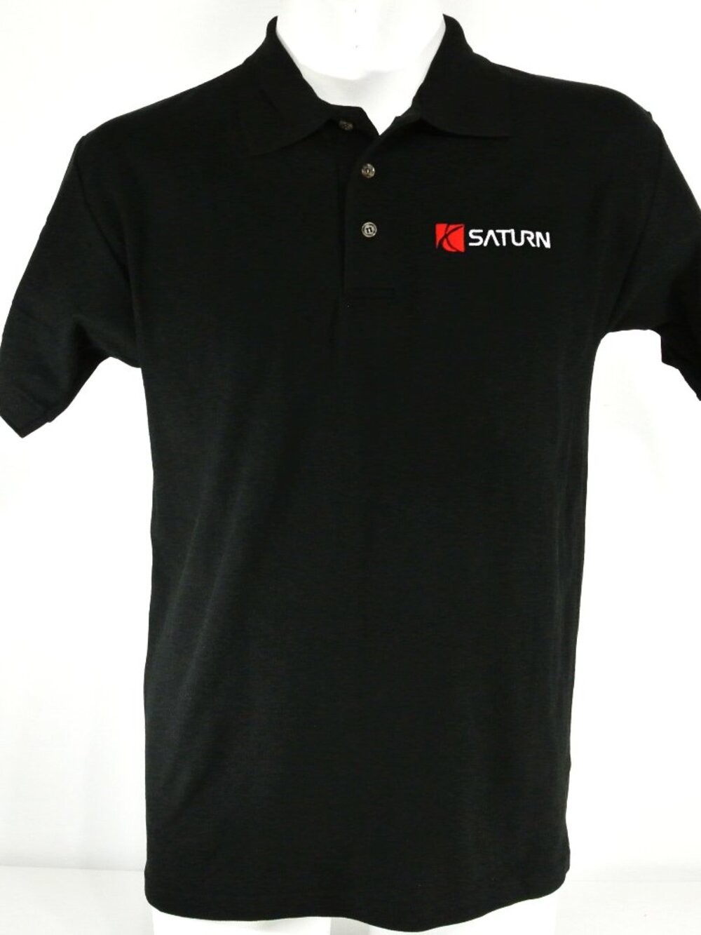 SATURN Car Dealership Employee Uniform Men's Black Polo Shirt Size S Small